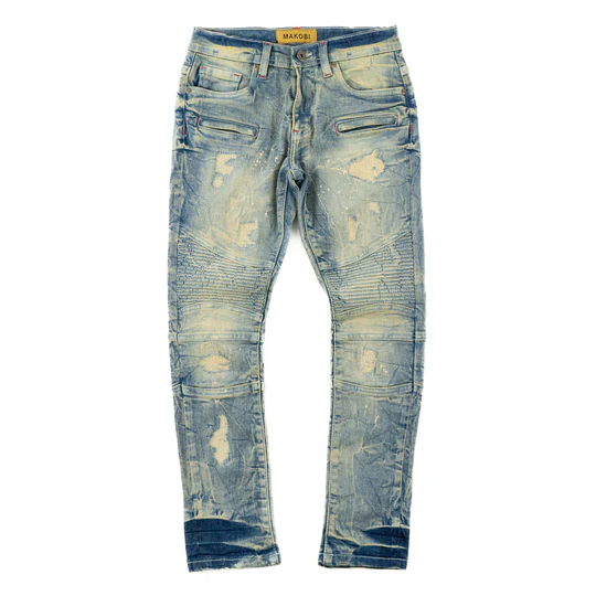 Makobi Youth Distressed Moto Biker Jeans